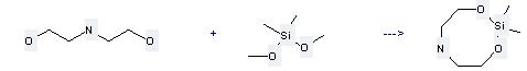 Dimethoxydimethylsilane can be used to produce 2,2-dimethyl-[1,3,6,2]dioxazasilocane by heating